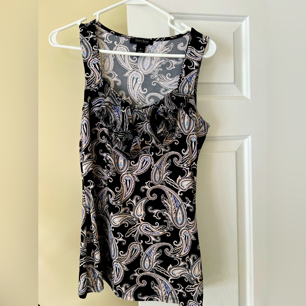White House Black Market Paisley Sleeveless Top, size S
